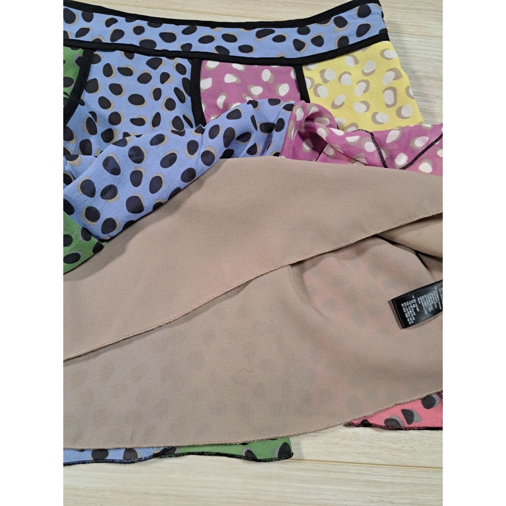 Forever 21 Collection Silk Colorblock Polka Dot Mini Skirt Womens 8 Multi-Color - Picture 4 of 8